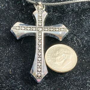Silvertone steel Cross Pendant lightweight